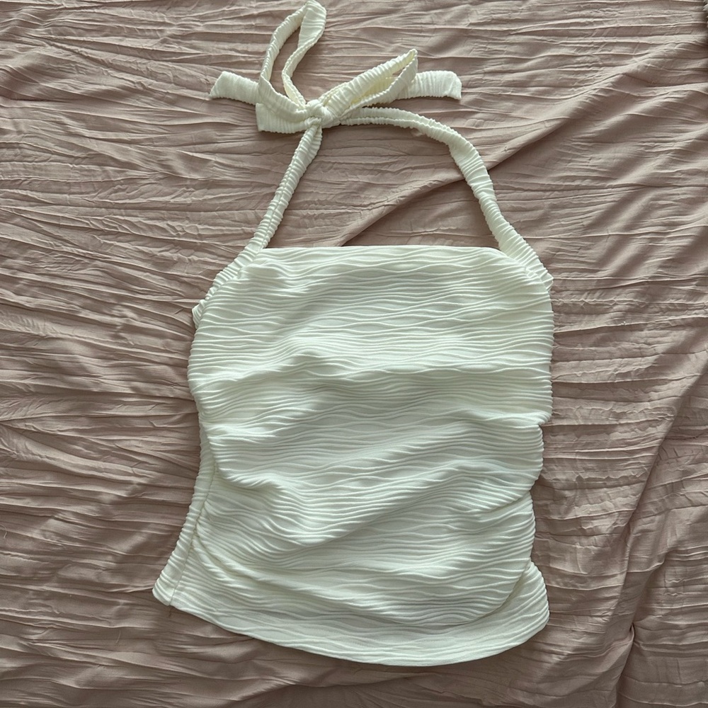 white shein halter top